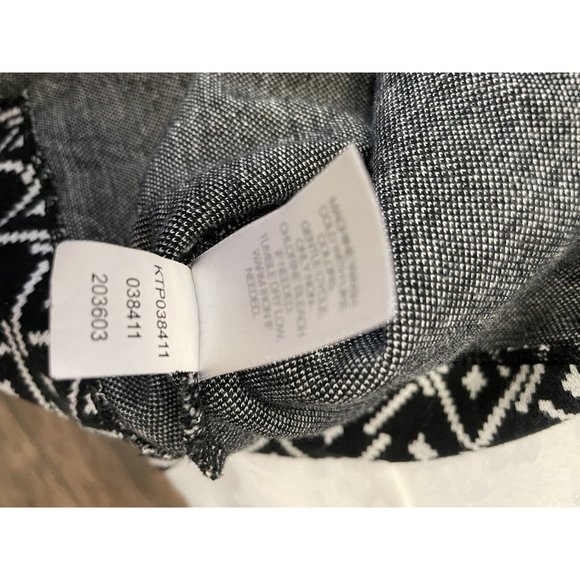 J. Jill Size L Black White Argyle Diamond Print Kangaroo Pocket Sweatshirt - Picture 6 of 8